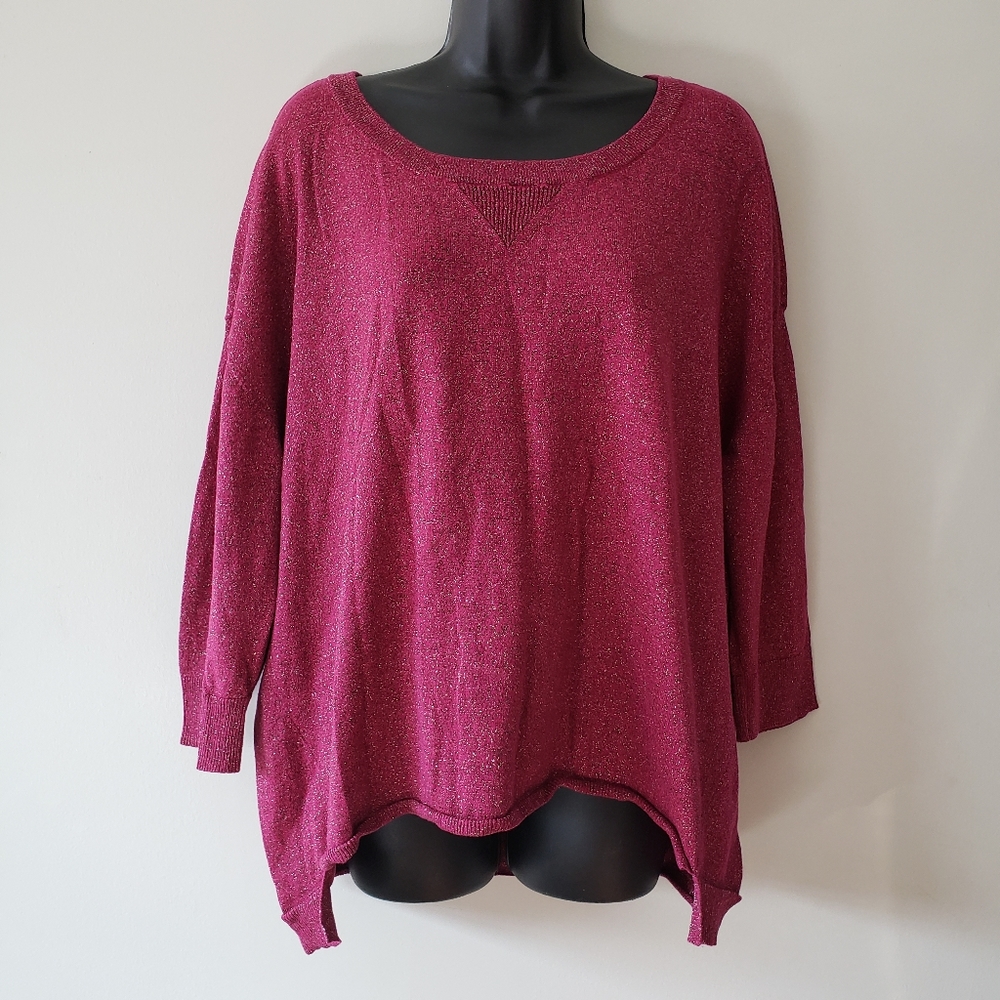 A.n.a A New Approach Fuchsia Metallic Knit Sweater